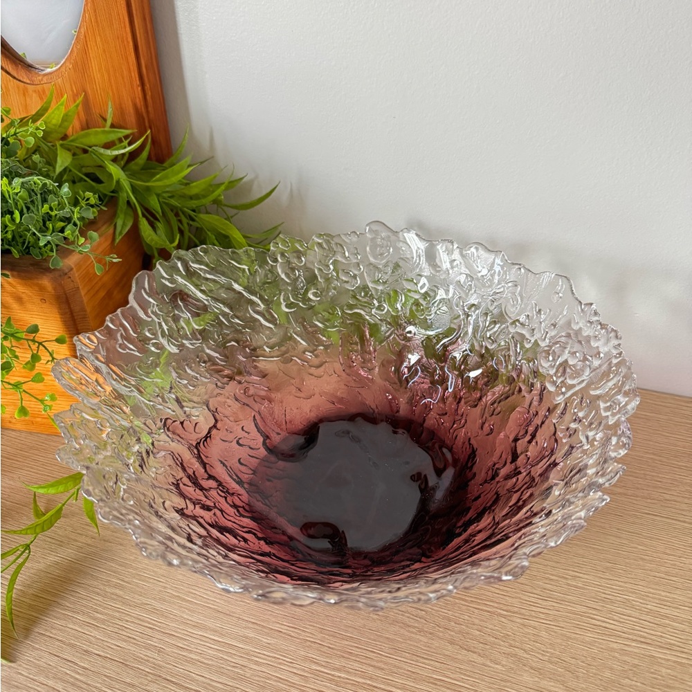 Elegant Glass Art Bowl - Purple and Clear